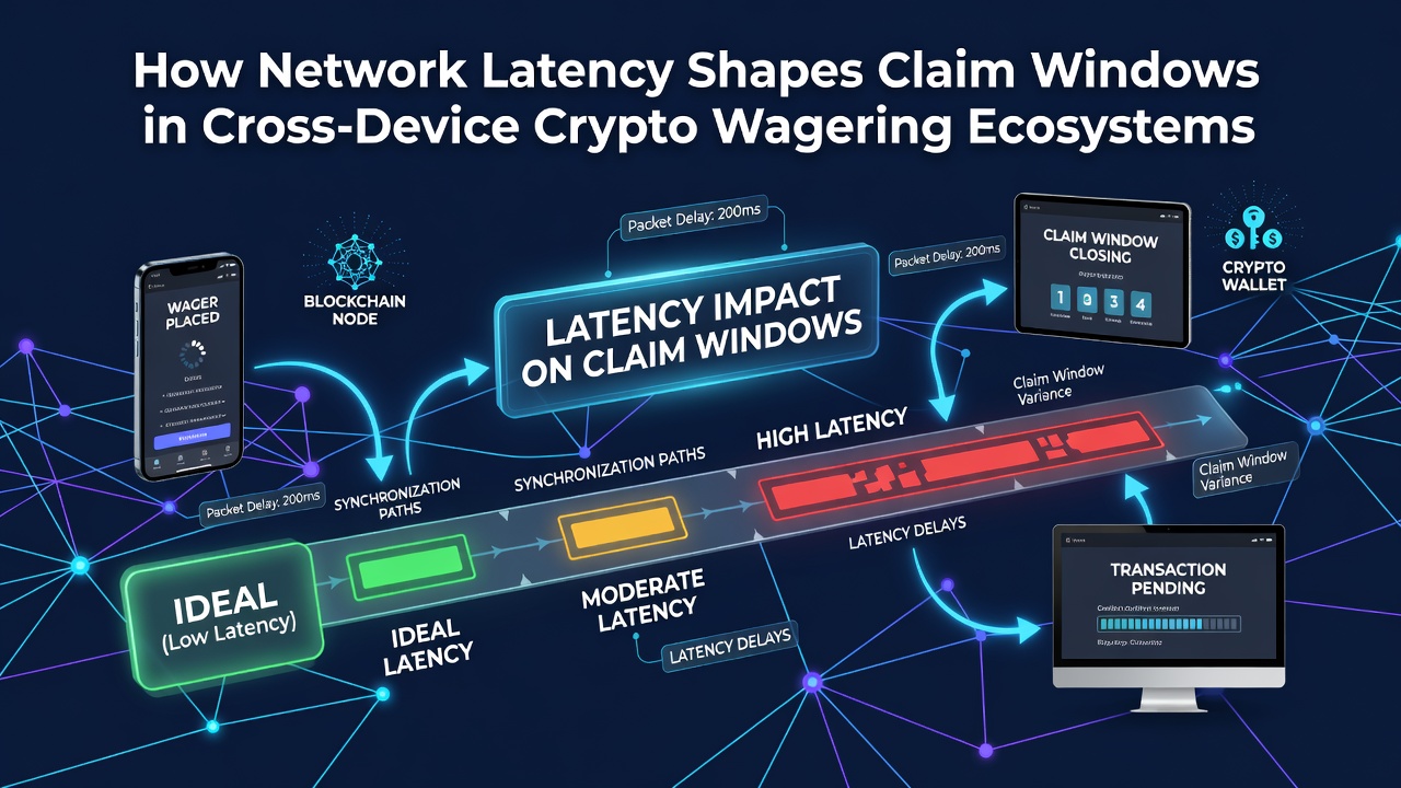 Chart showing latency measurements and their correlation with missed claim opportunities in cross-device crypto environments