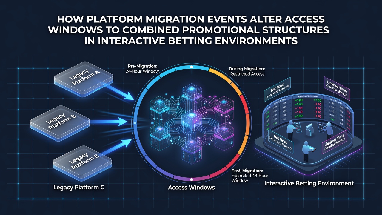 Diagram showing platform migration timelines and promotional access windows in betting apps