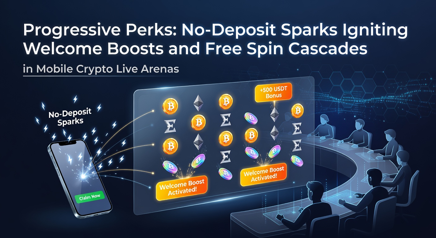 Vibrant mobile screen displaying a live crypto casino table with progressive bonus meters building up no-deposit free spins and welcome offers