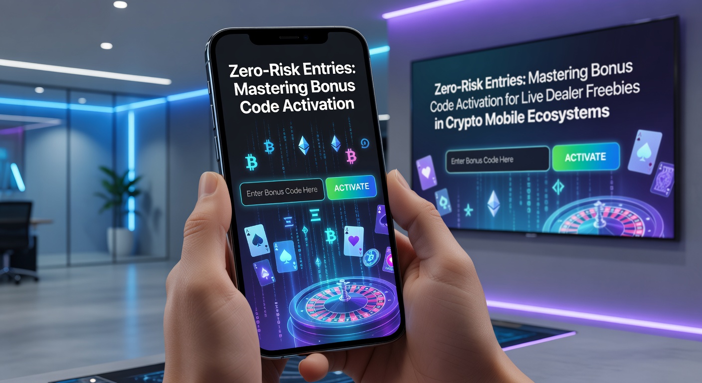 Mobile screen displaying a live dealer blackjack table with activated bonus code overlay and crypto wallet integration